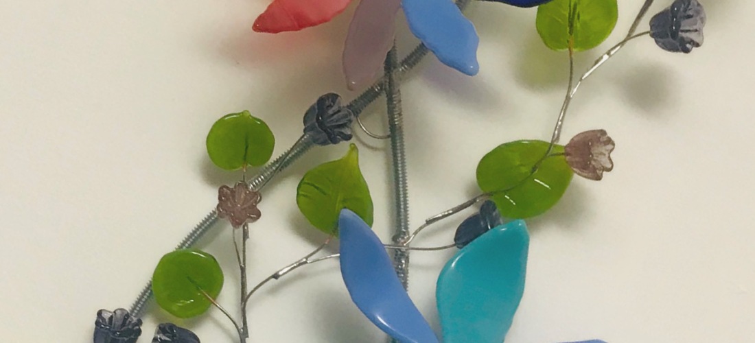 glass flowers and leaves